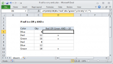 Excel formula: If cell is x or y and z